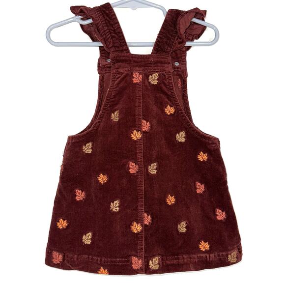 Cynthia Rowley Thanksgiving Corduroy Embroidered Leaves Turkey Overall Dress 24M - Picture 9 of 11